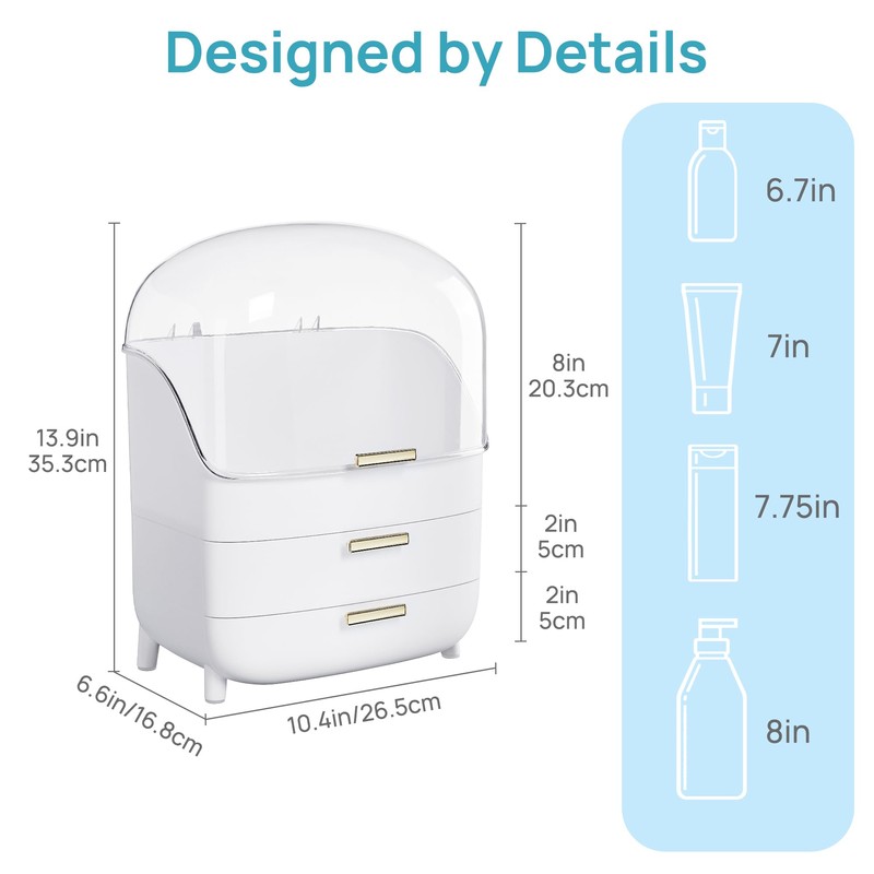 Vtopmart 3-Tier Skincare Makeup Organizer with Drawers and Lid for