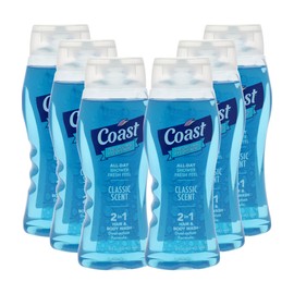 Coast 2-in-1 Hair and Body Wash - Rich Foamy Lather - Clean Rinsing Formula without Drying Out Skin - Dual Action - No Parabens or Phthalates - 6 pc