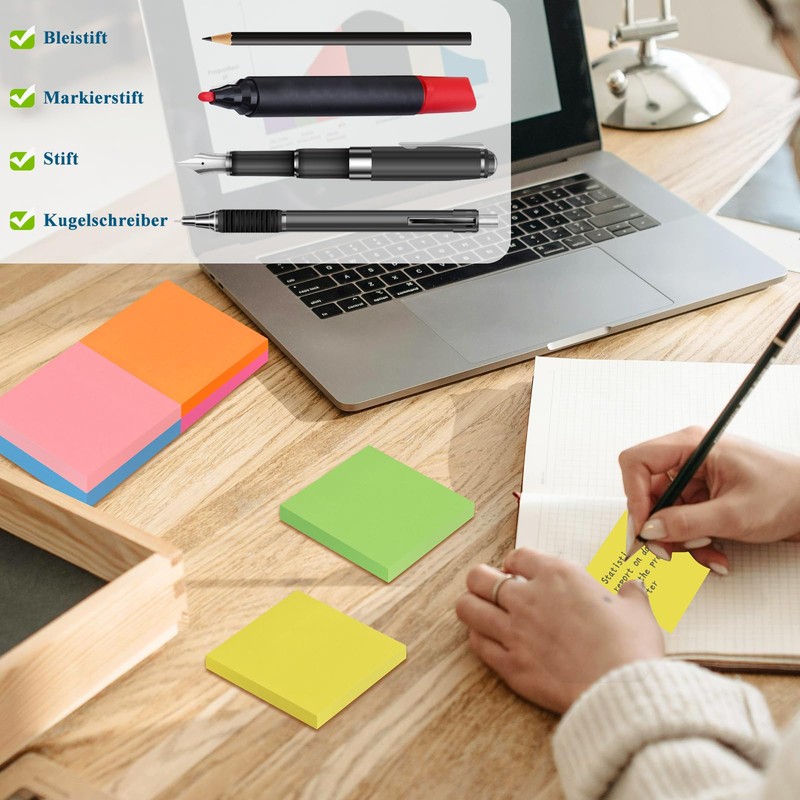 ZCZN Pack of 960 Sticky Notes 76 x 76 mm,