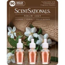 Scentsationals Fragrance Oil Plug In Air Freshener Refills 3-Pack - Feelin' Cozy - Works with Scentsationals Wall Plugs, Long-Lasting Home Fragrance, 0.8 fl oz Each, Packaging May Vary