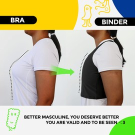 Wonababi Breast Tie, Ultra Flat Transbinder with Pull-on FTM Binder Bra, black