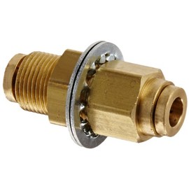 Eaton Weatherhead 1874X4X4 Brass CA360 D.O.T. Air Brake Tube Fitting, Quick Connect Bulkhead Union, 1/4" Tube OD x 9/16" Thread Size
