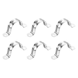 sourcing map 6Pcs Rigid Pipe Straps, 42mm(1.65") 201 Stainless Steel 2 Hole U-Shaped Bracket Tube Hanger Pipe Clamps for Fixing Pipe Cable