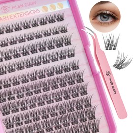 Mlen Diary Lash Clusters, 100 Pcs 10-16mm D Curl Individual Lashes, DIY Eyelash Extenisons Kit, Natural Look Wispy Clusters Lashes, Reusable False Eyelashes (Corn Poppy)