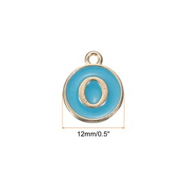 sourcing map Alphabet A-Z Enamel Letter Charm Jewelry Charm Enamel Initial Charm Gold Blue Pendant Charm for Jewelry Making, Bracelet, Craft, Pack of 52
