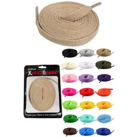 KutsuGoods Flat Shoelaces, Carefully Selected Materials, 39.4 inches (100 cm), 47.2 inches (120 cm), 55.1 inches (140 cm), 63.0 inches (160 cm), Width: 0.3 inches (8 mm), beige