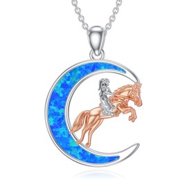 Opal Necklace Sterling Silver Cow/Bear/Deer/Wolf/Horse/Tiger/Cat/Dog and Women Men Necklace Jewelry Gifts for Women Animals Necklace Pendant Necklace for Women -6