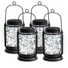 YJFWAL 4 Pack Solar Lantern Lights Warm White+4 Pack Solar