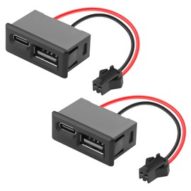QIANRENON JST SM 2Pin to USB & USB C Charging Connector Socket 5V2A SM Plug Male to USB + USB Type C Female Snap-in Mount Dual Port Adaptor, for LED Light Toy, 7cm/2.8in, 2Pcs (Abreast)