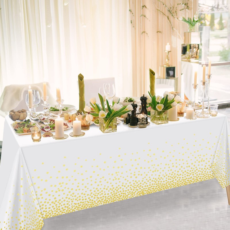 Tegeme Rectangular Polyvinyl Chloride Tablecloth, 54 x 108 inches, White,