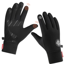 CRAZY SHARK Winter Warm Gloves, Anti Slip Touchscreen Thermal Gloves for Men & Women, Waterproof Windproof Cycling Gloves, Black Running Gloves for Hiking Climbing Driving Riding