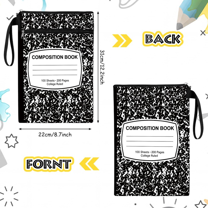 Feifeiya 2 Pcs Composition Notebook Book Cover Pouch with Zipper