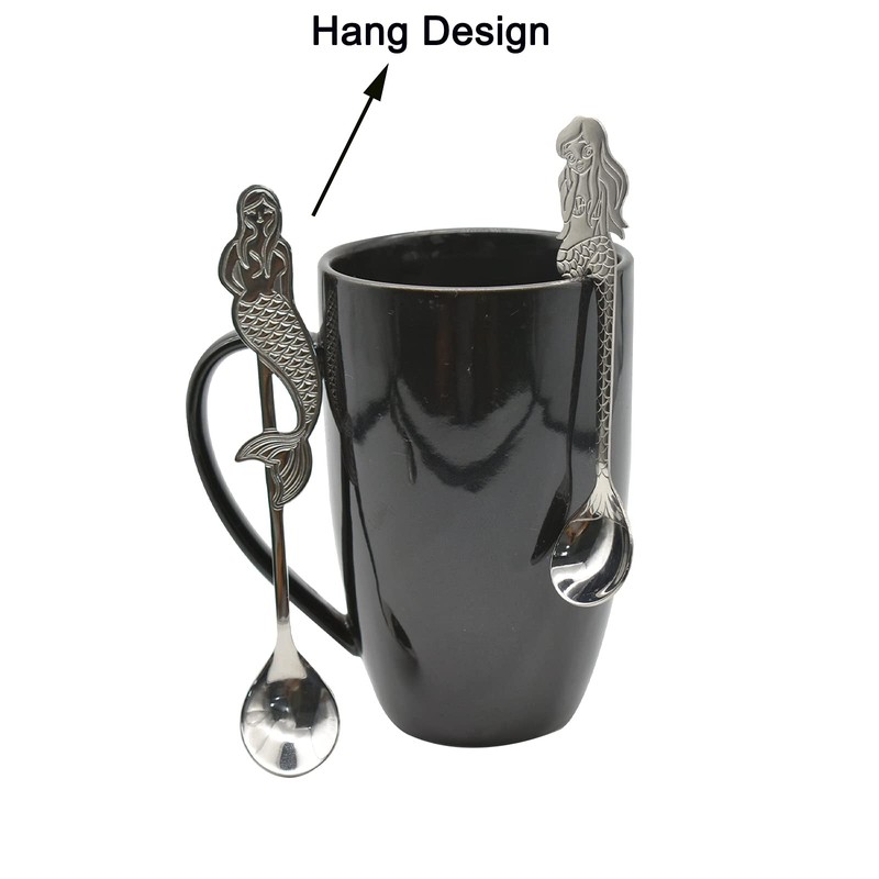 Maydahui 4 PCS Mermaid Spoon 18/10（304）Stainless Steel Fish Coffee Spoons