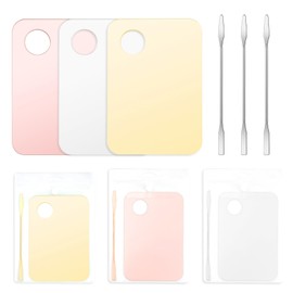6 Pcs Makeup Mixing Palette Acrylic Palette with Spatula Tool Foundation Palette for Liquid Foundation Eye Shadow Oil Paints Nail Art (Pink, Yellow, Transparent)