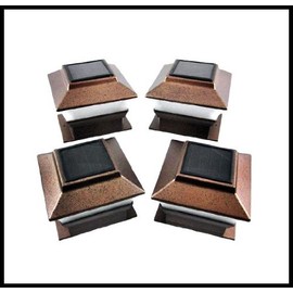 4-Pack Solar Copper Finish Fence Post Cap Lights With 1 Big White 10mm LED