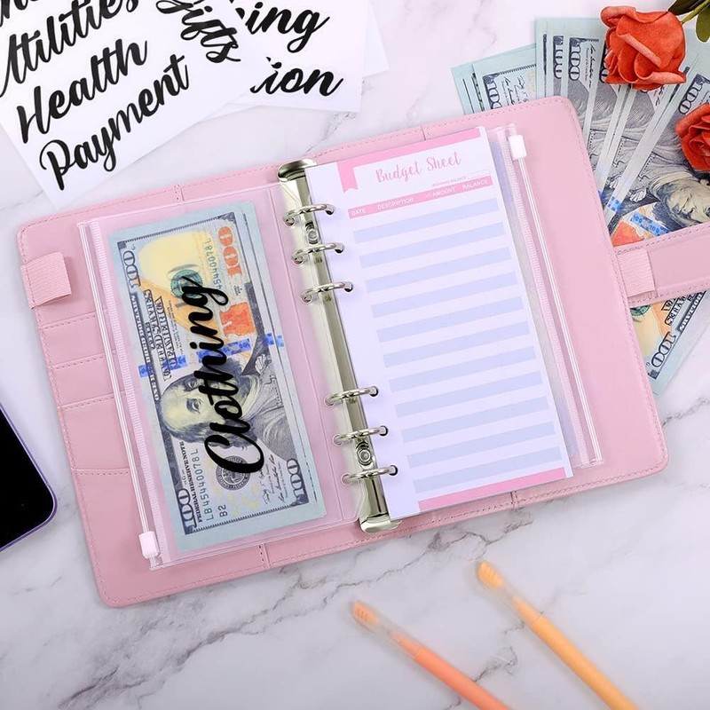 SKYDUE Budget Binder, Money Saving Binder with Zipper Envelopes, Cash