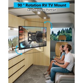 FORGING MOUNT Lockable RV TV Mount with Landscape to Portrait for 13–43" TVs & Monitors, Full Motion TV Monitor Wall Mount with Quick Release for Camper,RV,Motorhome,Trailer,Boat,Truck VESA 200x200mm