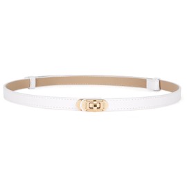 Adjustable Thin Belt For Women Skinny Belts For Dress Women Solid Color Alloy Turn Lock Belt For Jeans Coat,Khaki