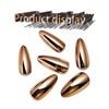 Bronze Chrome Press on Nails Medium Almond, Stiletto Fake Nails