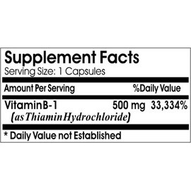 Naturetition Supplements B-1 Vitamin 500mg ~ 200 Capsules - No Additives