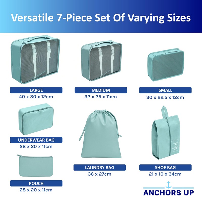 Cruise Approved Packing Cubes – 7 Piece Set with Laundry