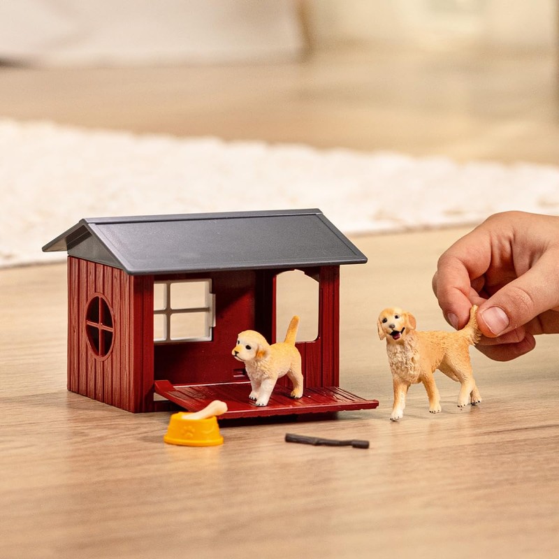 schleich Farm World 42722 Dog Kennel with Golden Retrievers, from