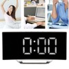 Digital Alarm Clock Mirror Smart Light Sensing Curved Screen LED