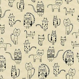 Robert Kaufman Whiskers & Tails Natural Various Cat Tan 100% Cotton Fabric by The Yard