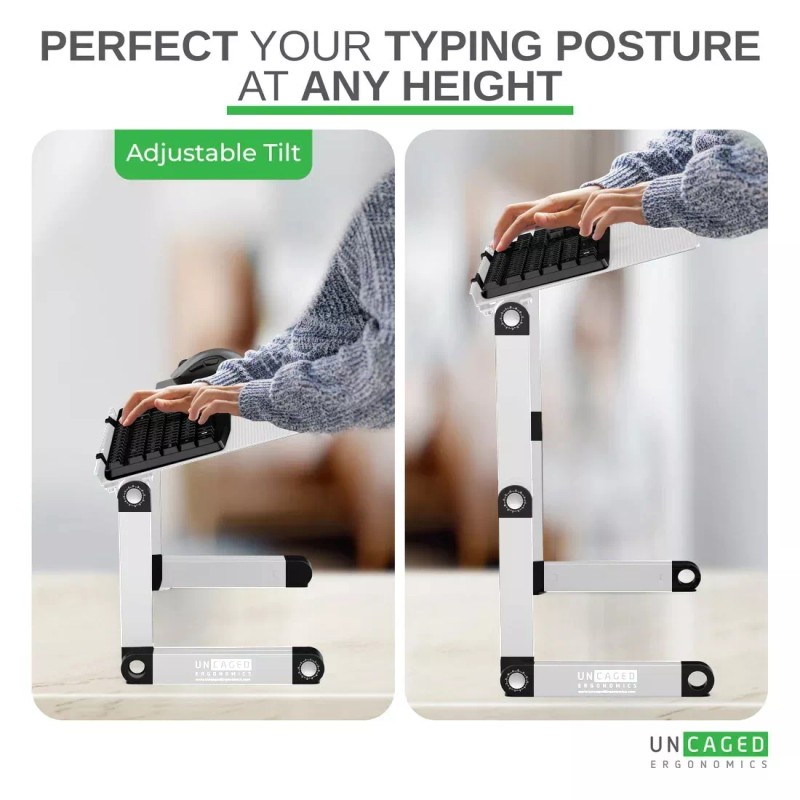 Uncaged Ergonomics WORKEZ KEYBOARD TRAY adjustable height computer stand on