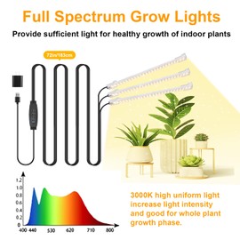 LED Grow Light Strips, Grow Lights for Indoor Plants Full Spectrum 3000K, Plant Light Bar with 3/9/12H Timer, 10 Dimmable Levels for Seedling Succulent,Best Match for Plant Shelf(3 Head×2pcs)