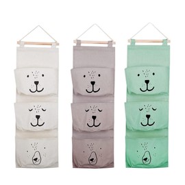 Yuqilin Pack of 3 Hanging Storage Children's Room Wall Shelf Children's Room Available in Three Colours Hanging Organiser with Three Pockets Wall Hanging Waterproof Hanging Shelf Fabric for Bathroom Bedroom