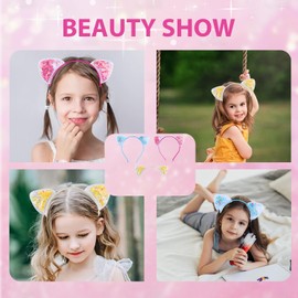 VARKAGE Pack of 3 Cat Ears Headband Children, Cat Headband Girls, Cartoon Hair Band, Cat Ears, Children's Headbands for Girls, Birthday Party
