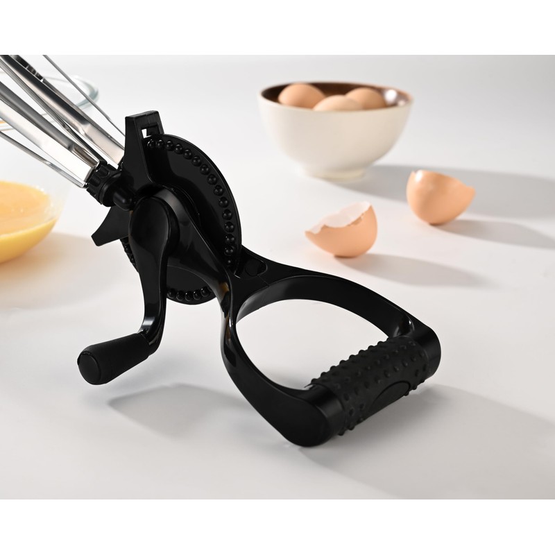 Fox Run Stainless Steel Manual Hand Mixer, Black Retro Style