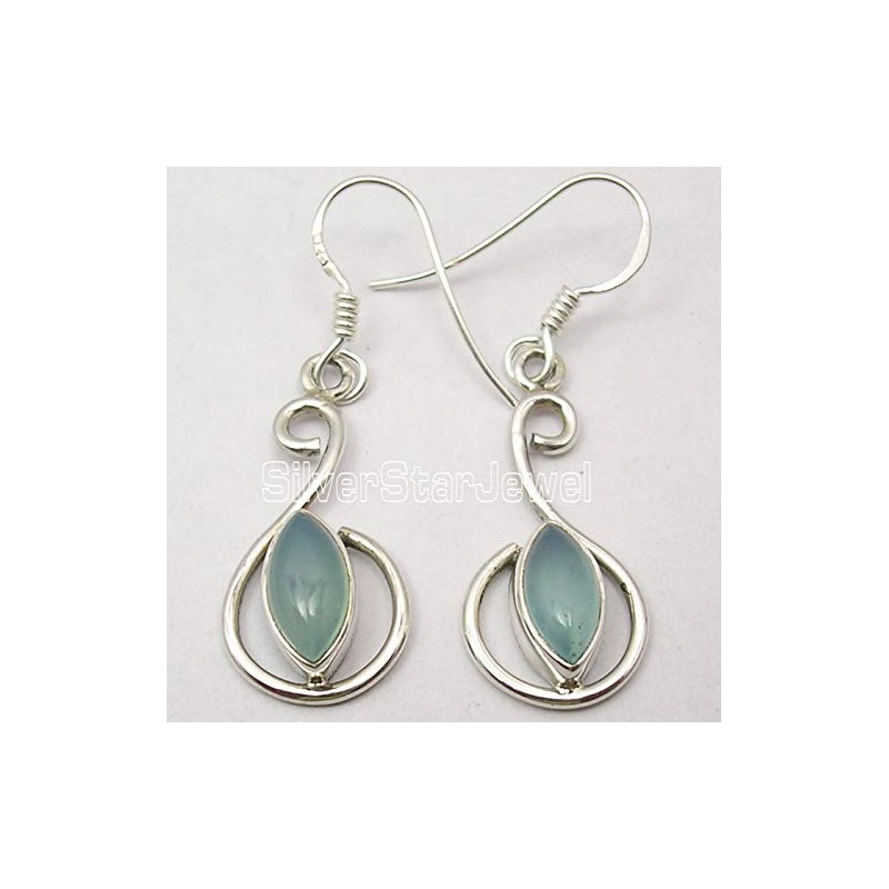SilverStarJewel - Pendientes de Calcedonia de Plata de Ley 925,