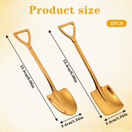 Shimmeroo 2PCS Mini Gold Shovel Spoons, Stainless Steel Shovel Spoons Square Head Pointed Reusable Spoon Set for Coffee Dessert Ice Cream Tea Appetizers New Home Couples Gift