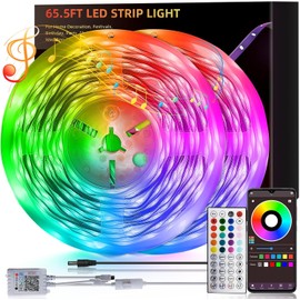HBOWMDJIA 65.5ft Led Lights for Bedroom, Led Strip Lights Music Sync Corlor Changing, Led Light Strip with Remote & App Control RGB Strip, Led Lights for Room Dorm Home Classroom Ceiling Decor