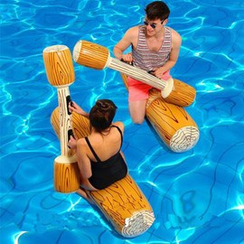 LUSTERMOON 4 Pcs Package Inflatable Floating Water Toys, 2 Sets Aerated Battle Logs, Adult Children Pool Party Water Sports Games Log Rafts to Float Toys Pool Toys (Deep color)