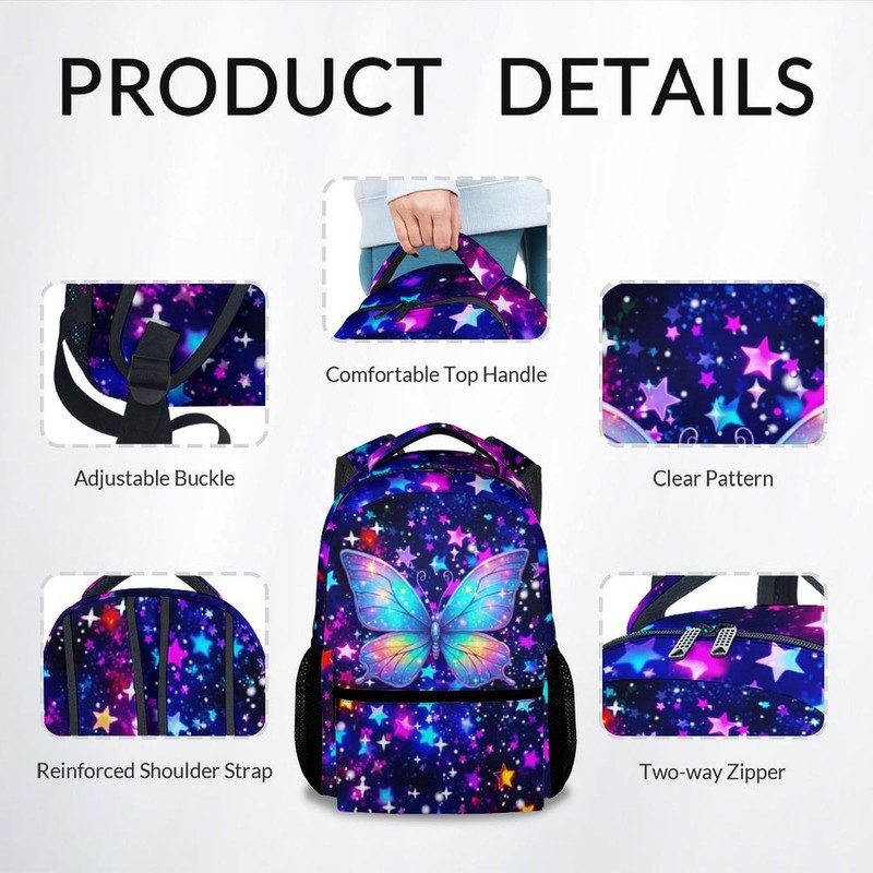 COZYAURA Butterfly Backpack for Girls, 17 Inch Kids School Bag