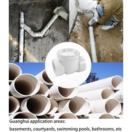 Ptazucv 3" PVC Backwater Valve, 3 Inch Back Flow Preventer Valve, Backflow Water Valve Prevents Sewage Backflow.（White）