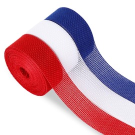 JarThenaAMCS 3 Rolls 24 Yards 4th of July Ribbon Rolls 1 Inch Red White Blue Gift Wrapping Ribbon Patriotic Ribbon for Independence Day DIY Crafts Wreath Bow Making