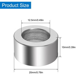5 Pack M12 Aluminum Spacers, 12.5 mm ID x 20 mm OD x 10 mm Length Round Spacer, Unthreaded Standoff Bushing Plain Finish Metal Spacer, 1/2" ID Screw Standoff Fits 1/2in or M12 Screw Bolts