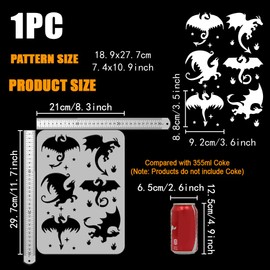 FINGERINSPIRE Wings Dragon Painting Stencil 21 x 29.7 cm Reusable 6 Styles Pterosaur Drawing Template Star Fire Dragon Silhouette Stencil for Painting on Wood Wall Fabric Furniture