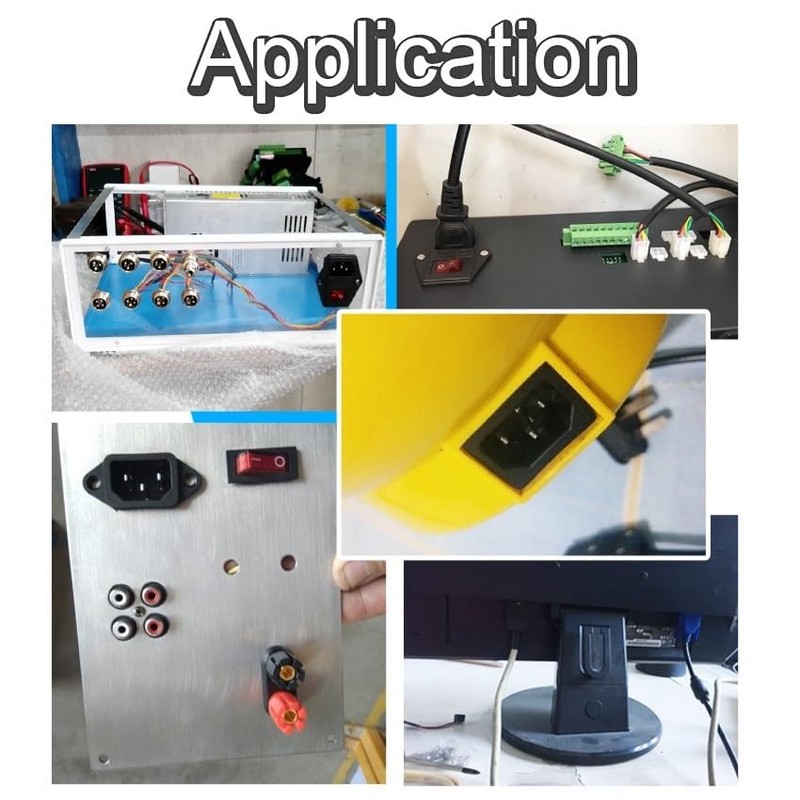 Aofan IEC320 C14/3 Pin Male Plug Chassis PCB Panel Inlet