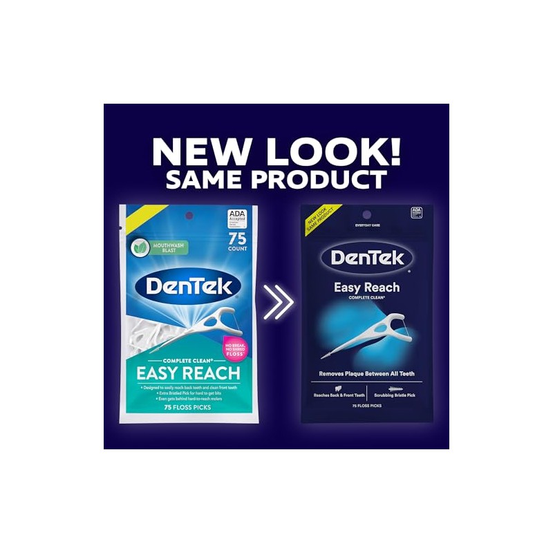 DenTek Complete Clean Floss Picks | 4X Clean: Removes Plaque