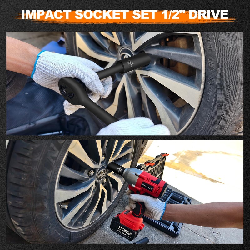 Impact Socket Wrench Set 1/2" Drive - Trivd Frol 65pcs