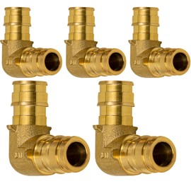 3/4 Inch 90 Degree Elbow Pex Fitting, 3/4" Expansion Pex-A Elbow Brass No Lead, for use with Pex-A Tubing (Pack of 5)