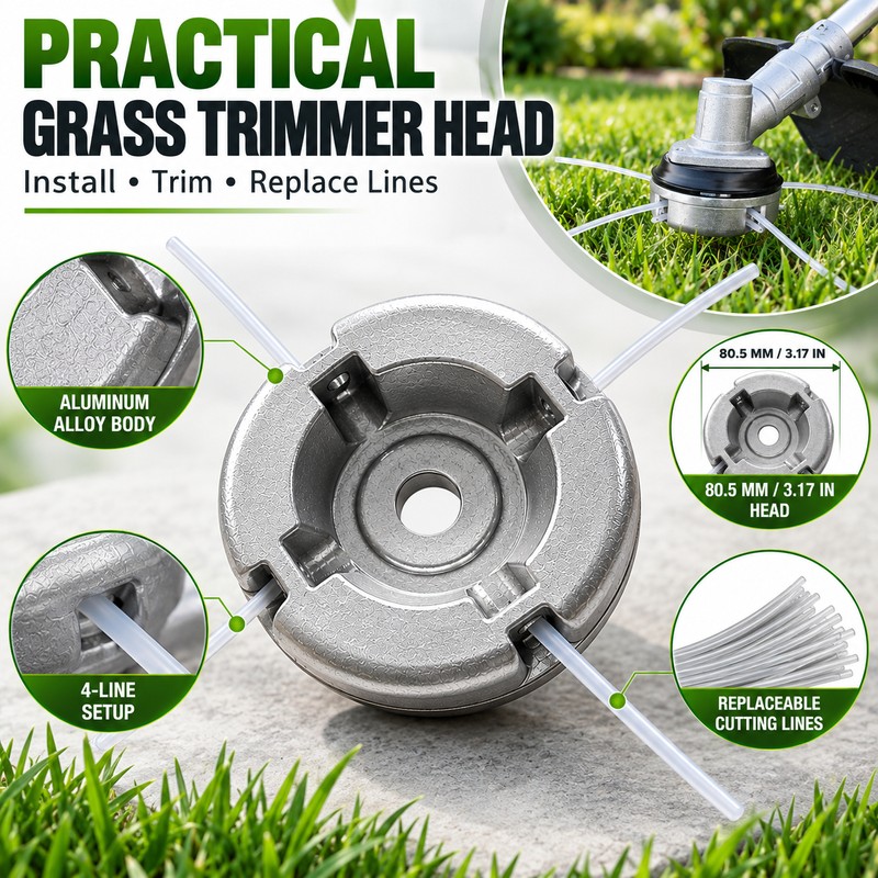 Universal Trimmer Head for Lawn & Weed Cutting – Aluminum