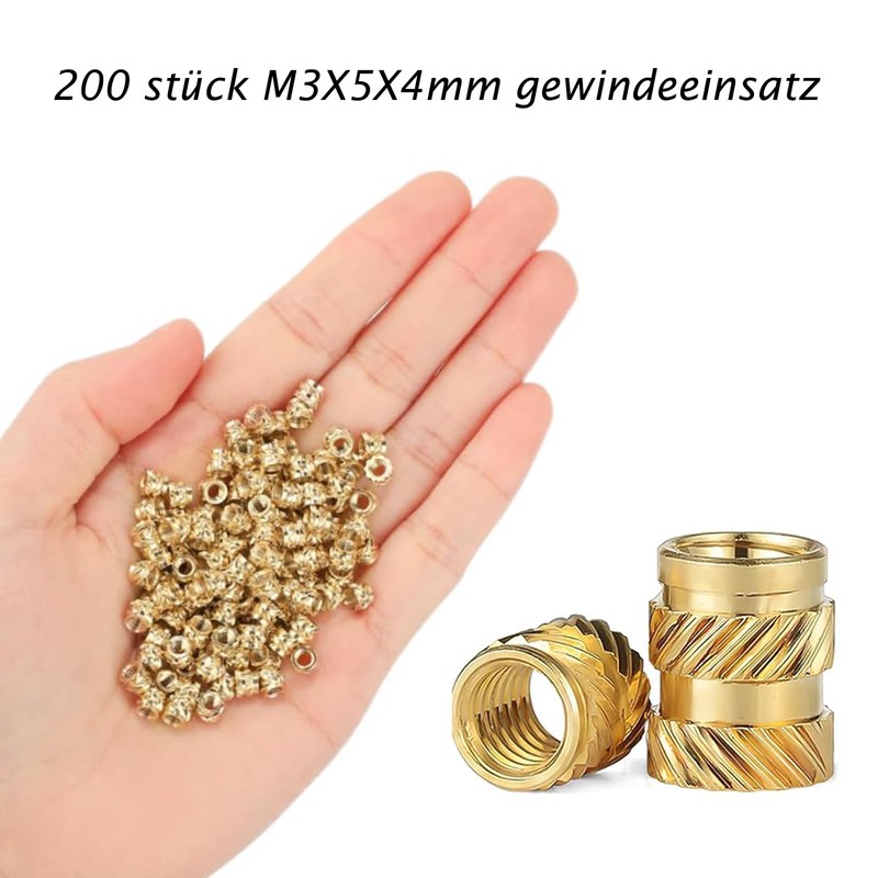 Pack of 200 Thread Insert, 1 Tweezers, M3 x 5