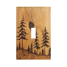 Rustic Pine Tree Print Light Switch Cover Wall Plates 1 Gang Single Toggle Decorative Plastic Forest Country Farmhouse Electrical Switchplate Faceplate Outlet for Bedroom Kitchen Bathroom