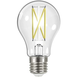 Satco S12414-8 8 Watt LED A19; Clear; Medium Base; 2700K; 90 CRI; 120 Volt; 800L Lumens; Dimmable; 15000 Hours Rated; 6 Pack